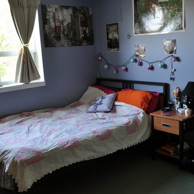A photo of a decorated bedroom with double bed