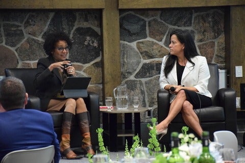 Chancellor Michaëlle Jean and Jody Wilson-Raybould having a discussion on her book "True Reconciliation"