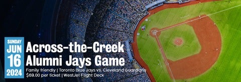 A birds eye view of the Rogers Centre. Across the creek Alumni Jays Game. June 16, 2024