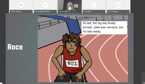 animation of boy about to run a race