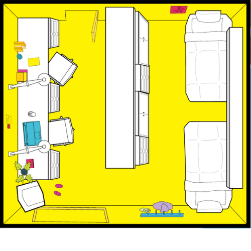 traditional double room with privacy barrier layout