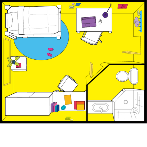 traditional double room with ensuite washroom layout