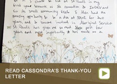 Photo of Cassondra's letter on stationery