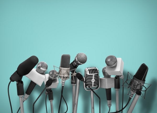 several microphones lined up beside each other