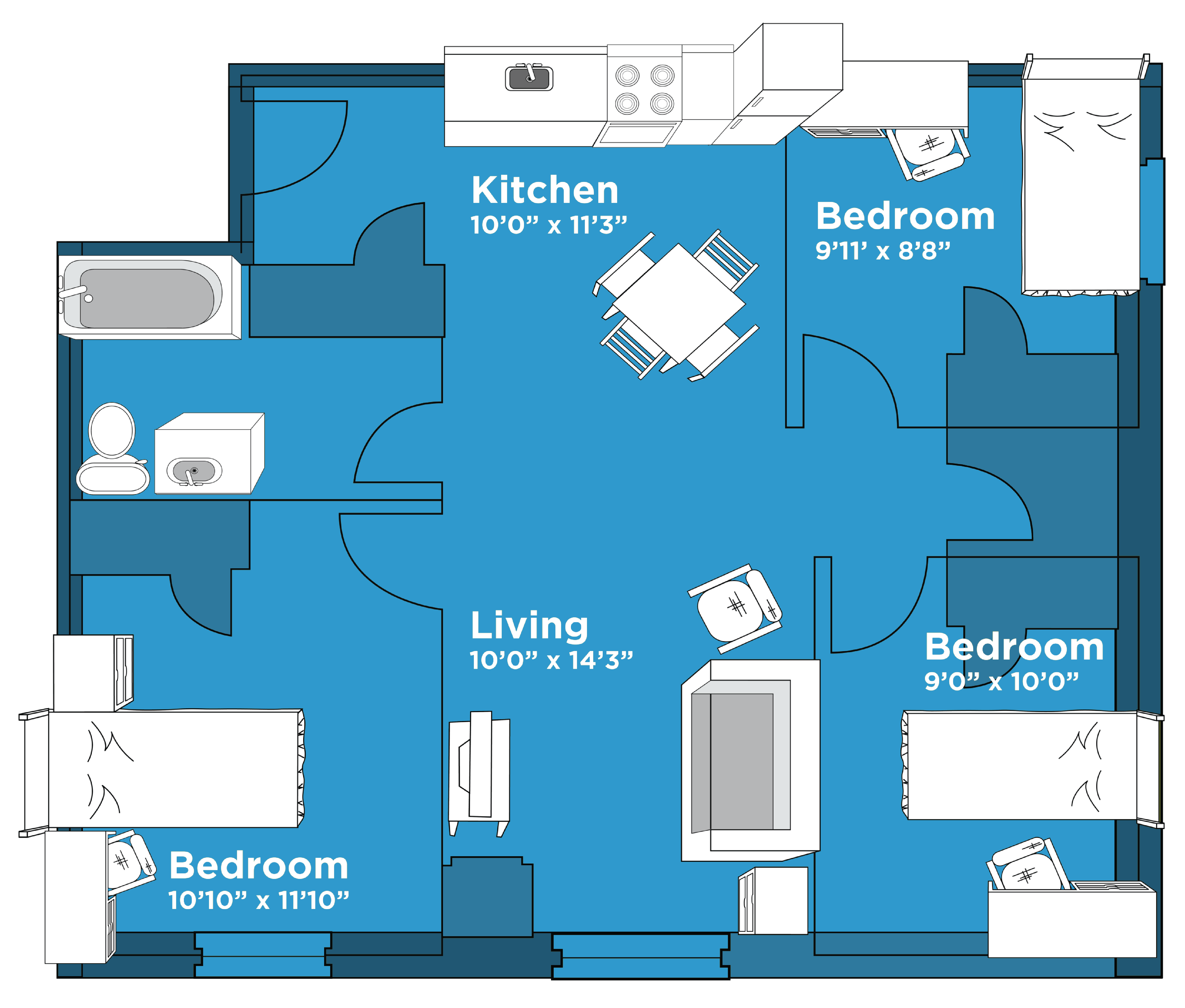 3 bedroom apartment layout