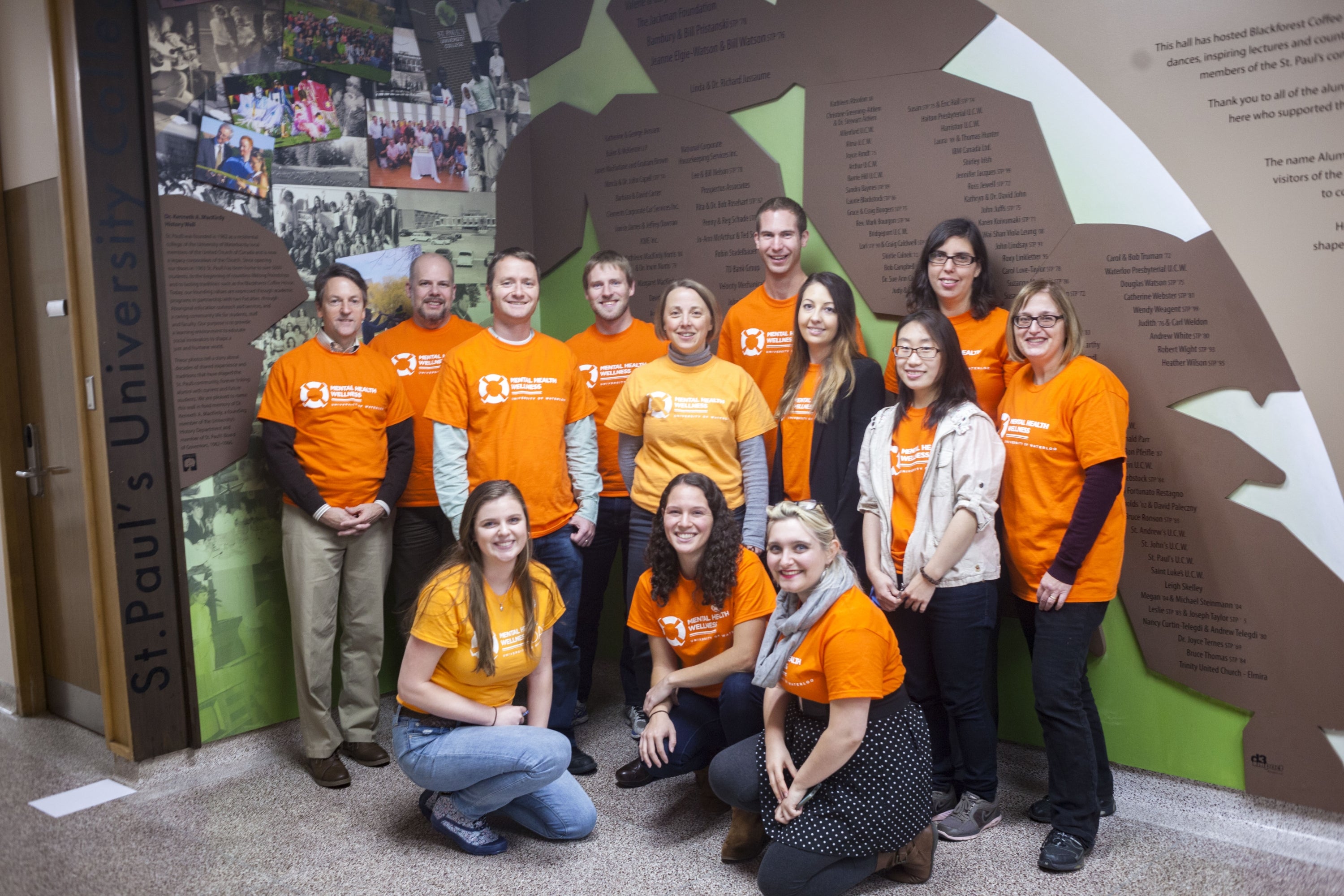 student and staff wearing orange for mental health
