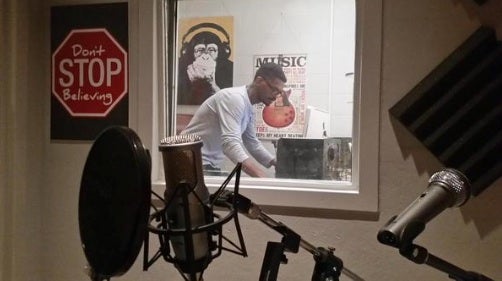 Kwame in the studio