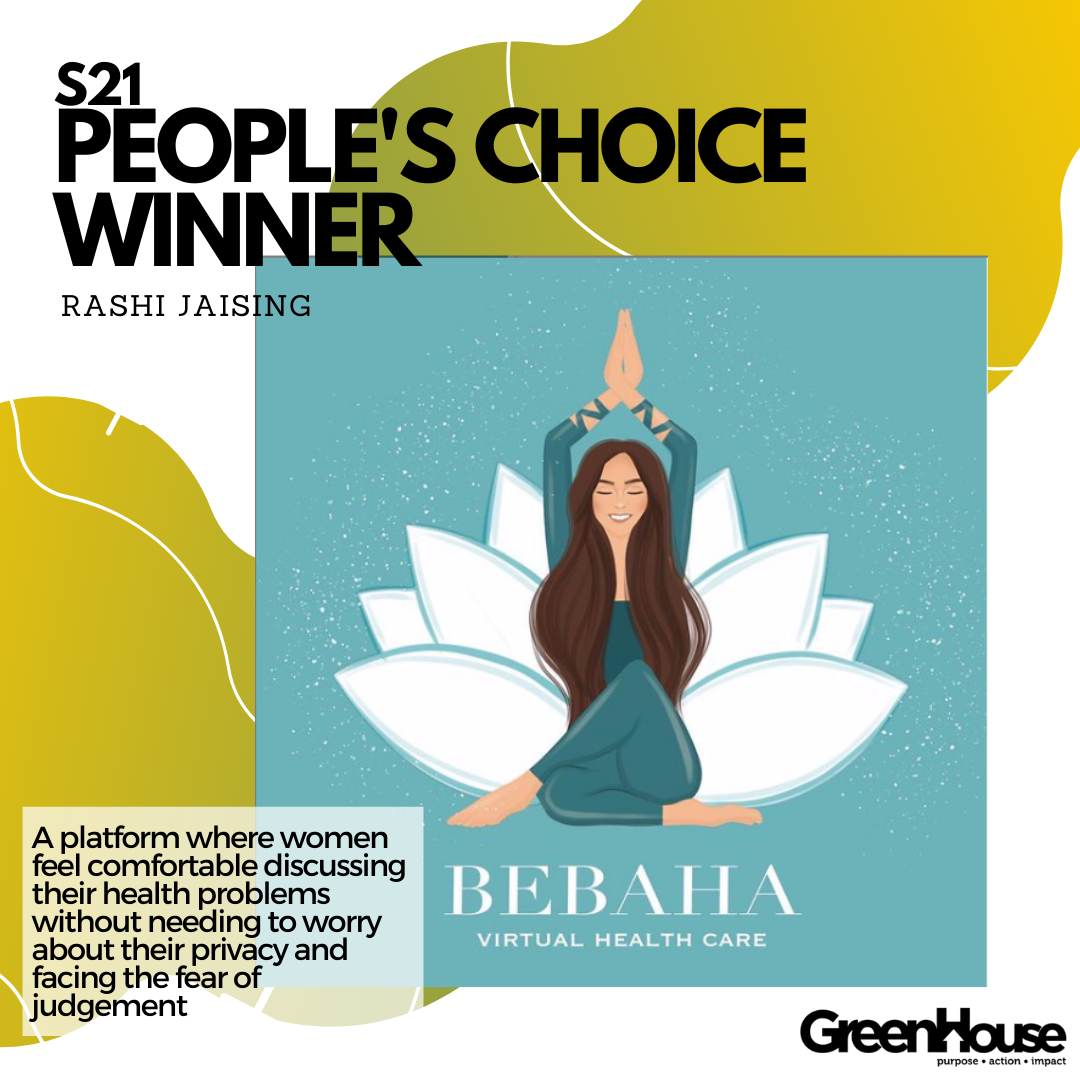 PEople's choice winner, Rashi Jaising. Venture is Bebaha Virtual HEalthcare. 