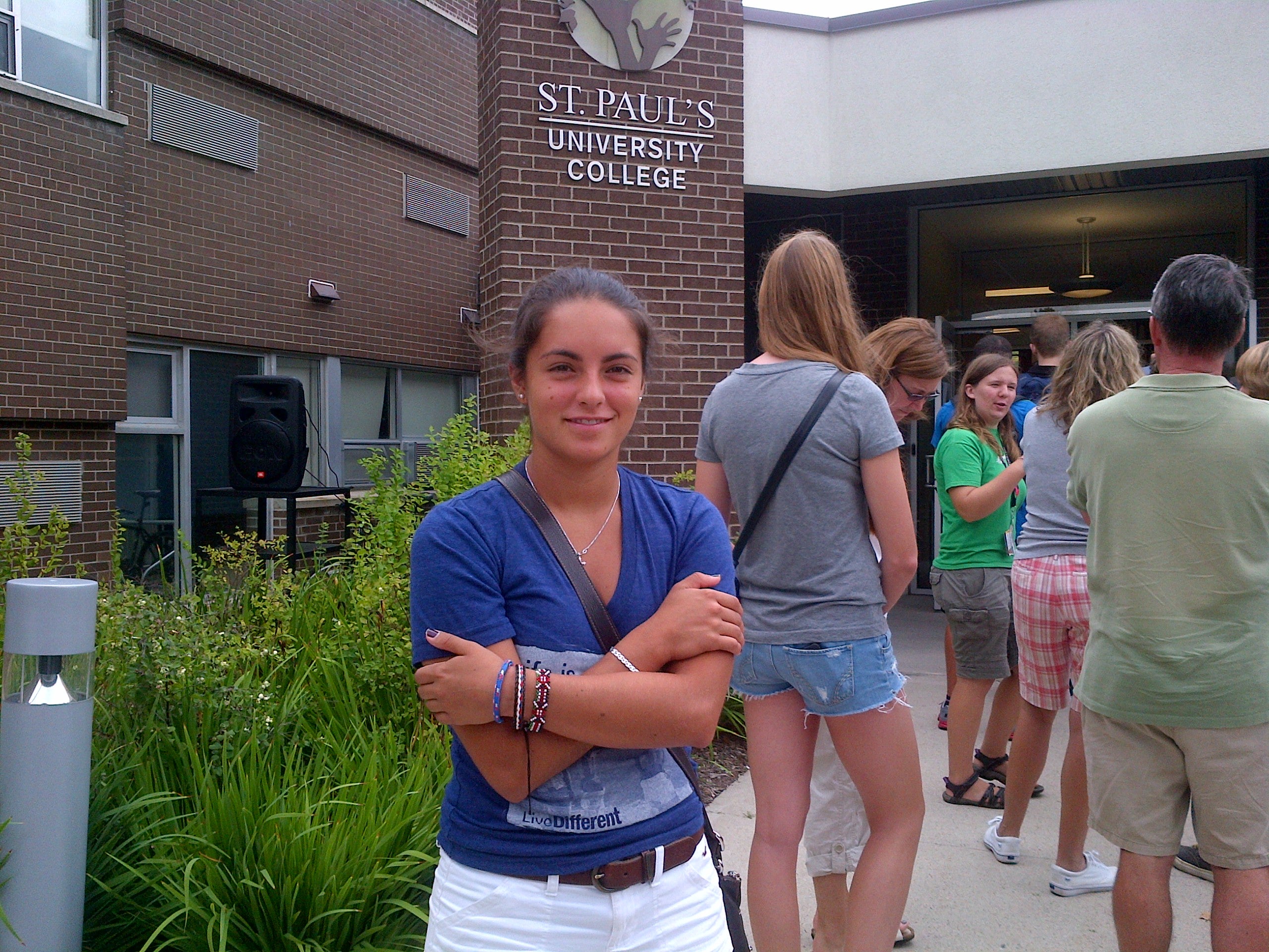 Alex Foto outside the main entrance to St. Paul's on move-in day 2013
