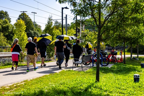 University of Waterloo staff and faculty march of 1000 umbrellas