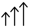 Three arrows pointing upward to suggest in increase in something