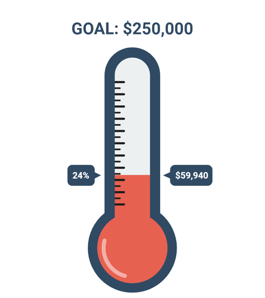 thermometer with donation goal