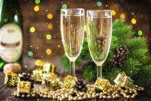 champagne flutes and boughs