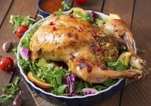 Roast turkey in the pan