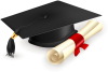 Graduation cap and scroll