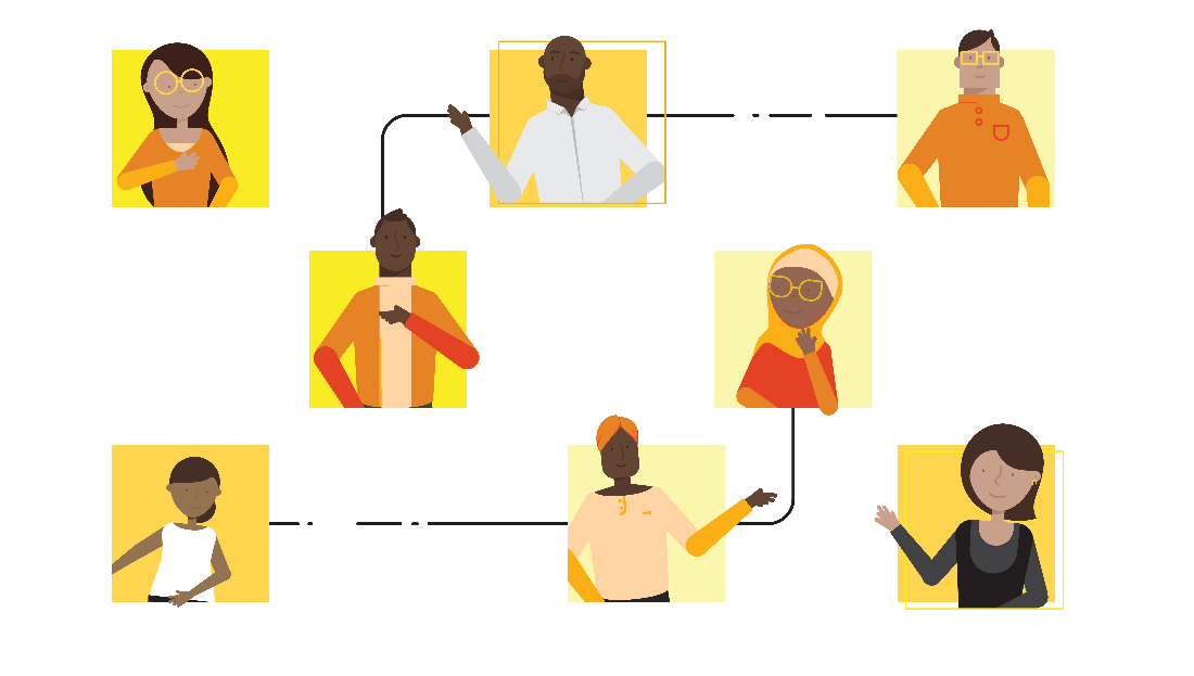 Designed graphic of people connected