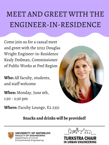 A poster for the Engineer-in-Residence meet and greet.