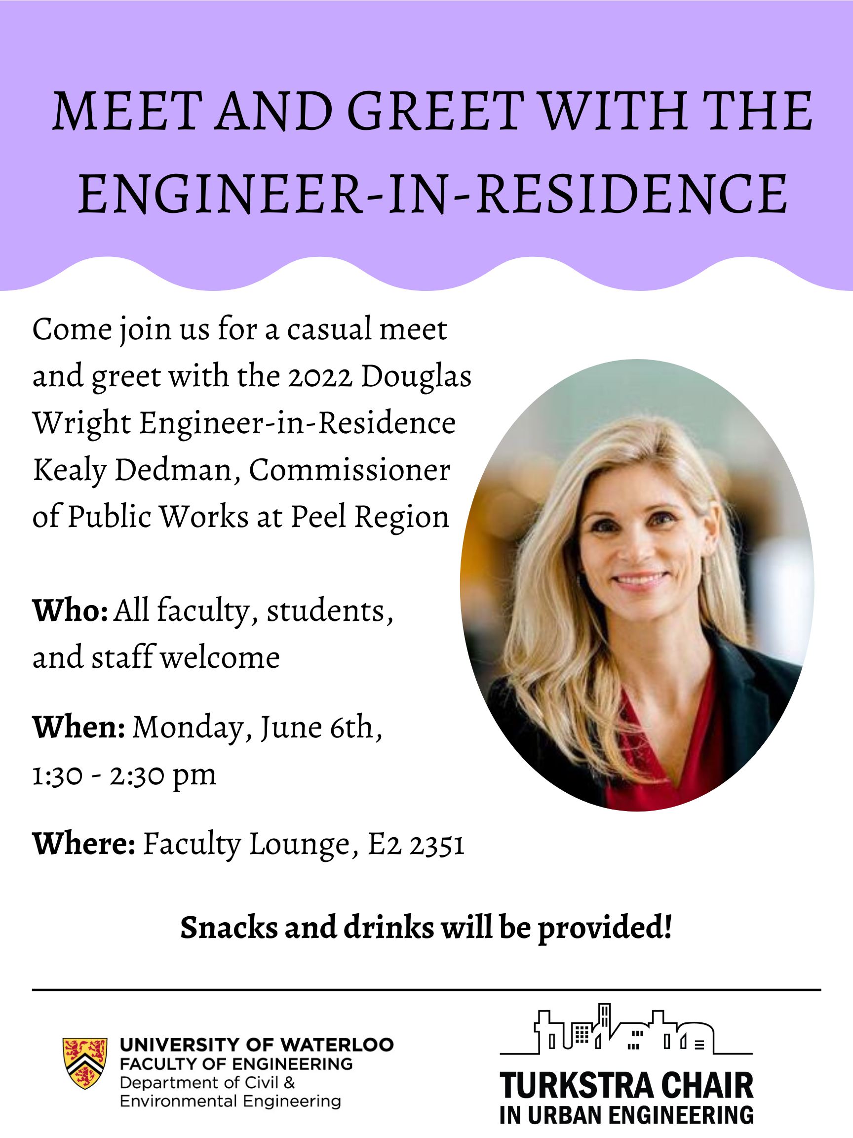 Engineer-in-Residence meet and greet poster.