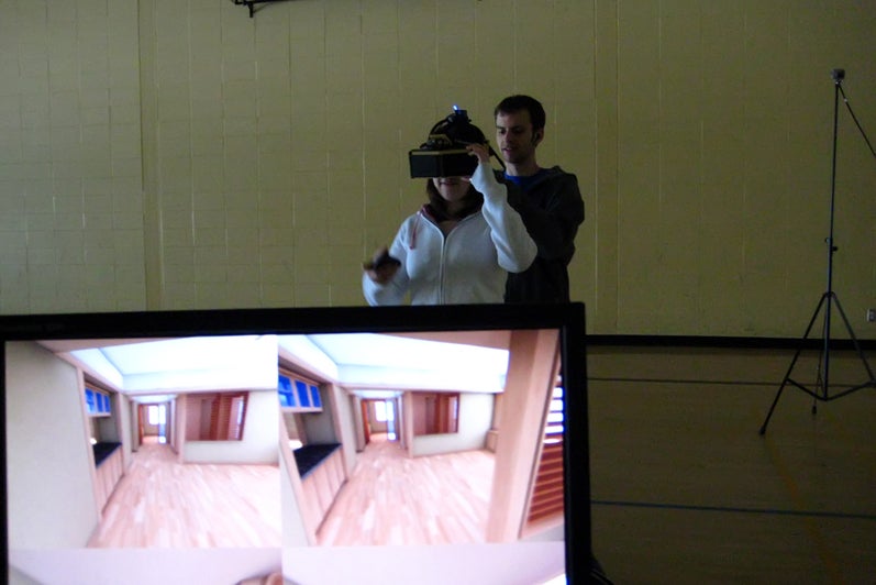View of the virtual reality environment from the headset