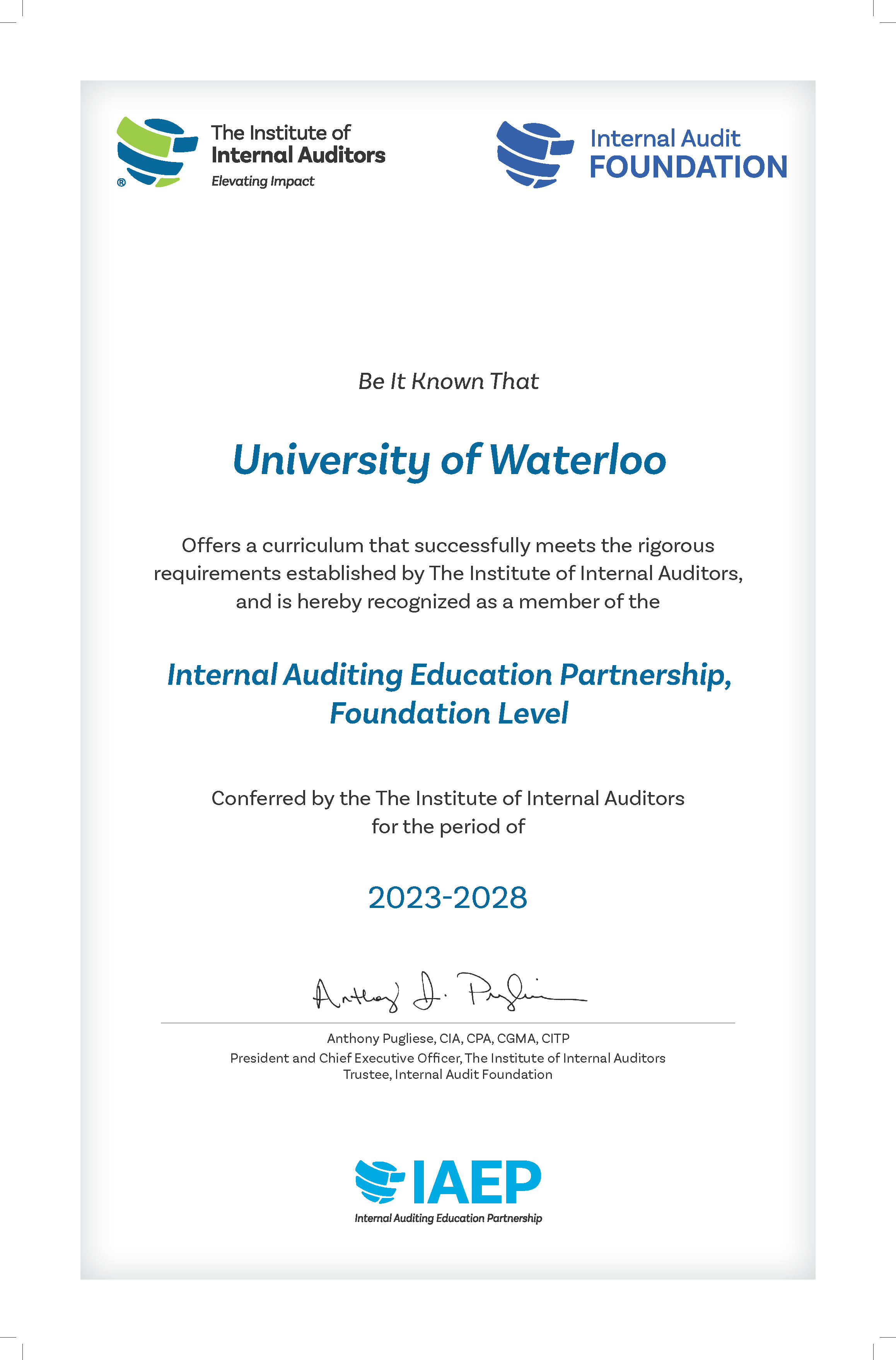 IAEP certificate