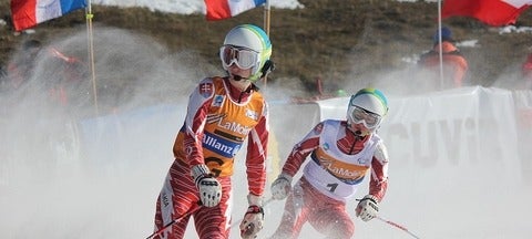 Visually impaired skier at a competition