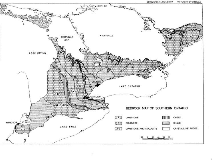 Bedrock map of southern Ontario