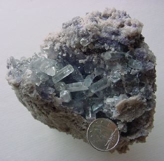 A small cluster of celestine crystals
