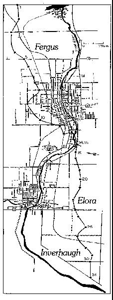 The location of the Elora - Fergus Buried Valley