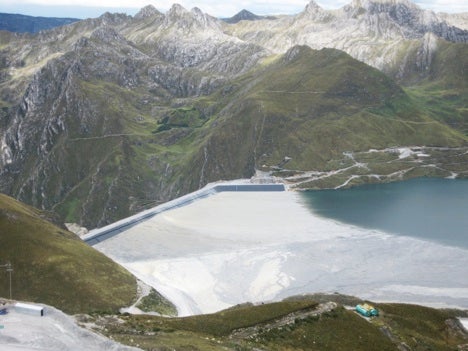 Overview of tailings dam at Antamina Mine.