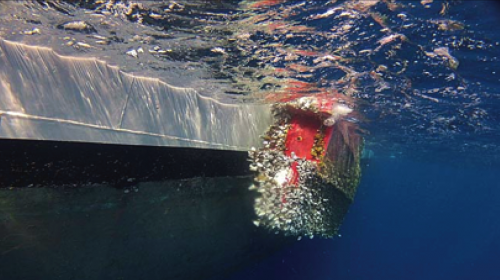 Hull of a small boat, possibly tsunami debris from Japan.