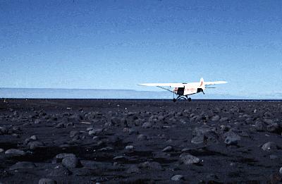 The temporary (and very small) landing strip on the north foreshore of Surtsey, August 8th, 1970.