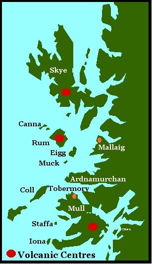 Volcanic centres map