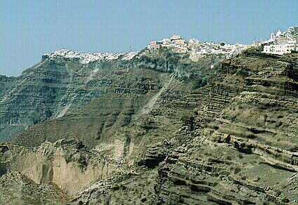 The Eastern Rim of the Thera Caldera Showing Stratified Pyroclastics.