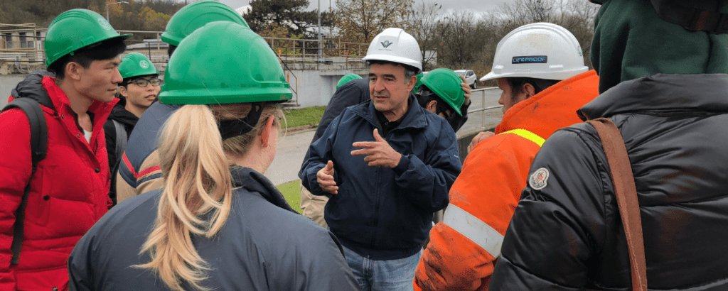 students at wastewater treatment plant 