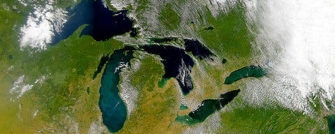 A view of the Great Lakes from SeaWiFS satellite. 