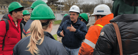 students at wastewater treatment plant 