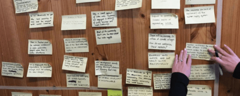 Design thinking - post-its on board