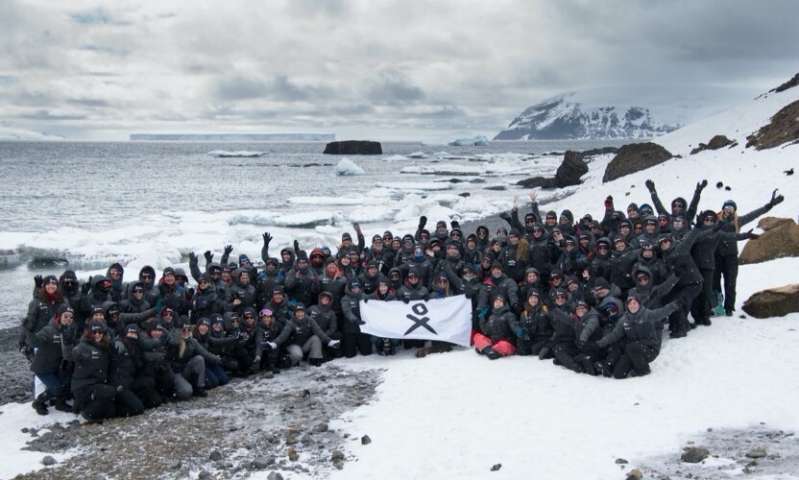 The participants of Homeward Bound Cohort 4, the largest all-female expedition to Antarctica. Credit: Will Rogan