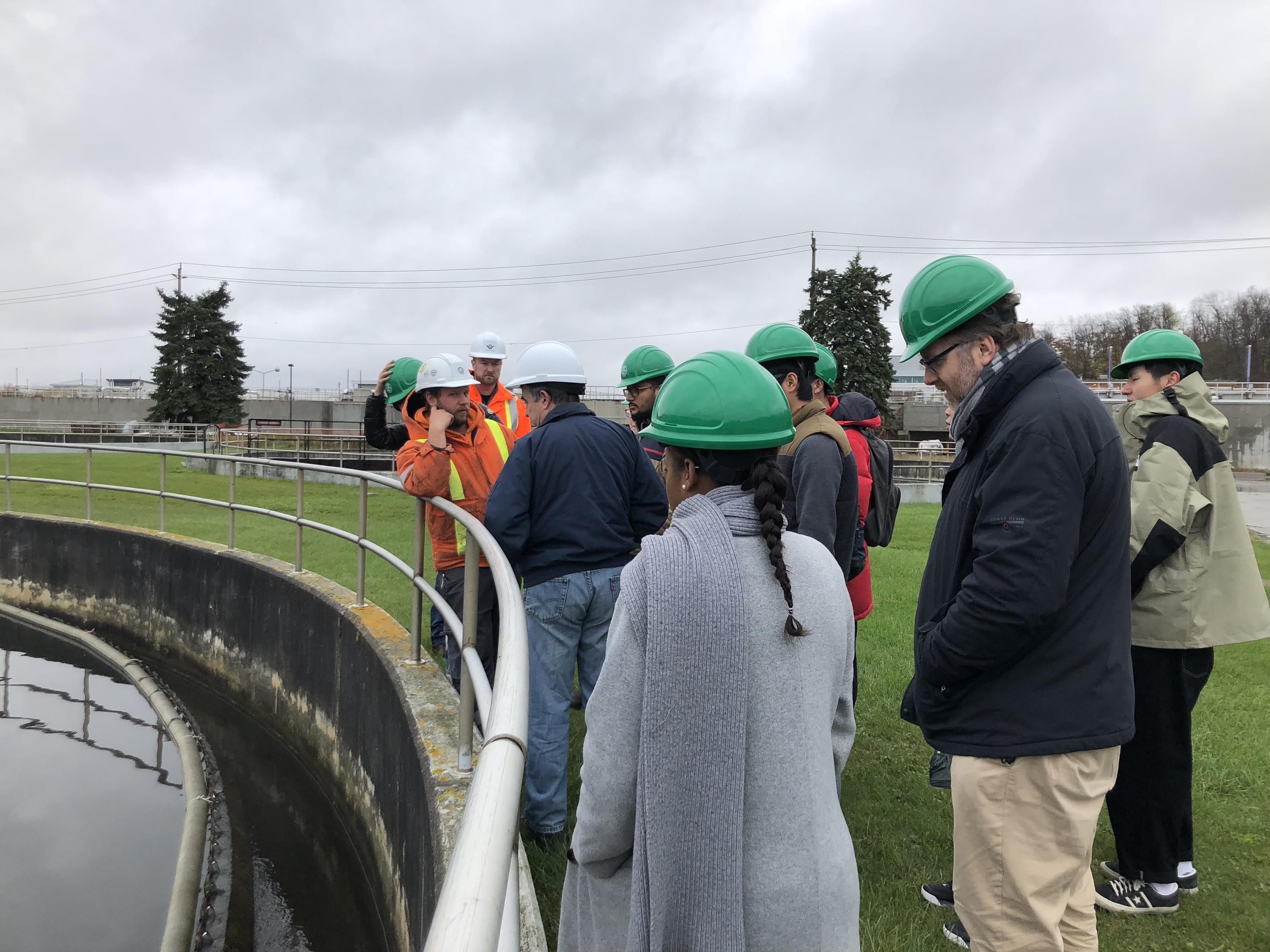 students touring wastewater treatment plant