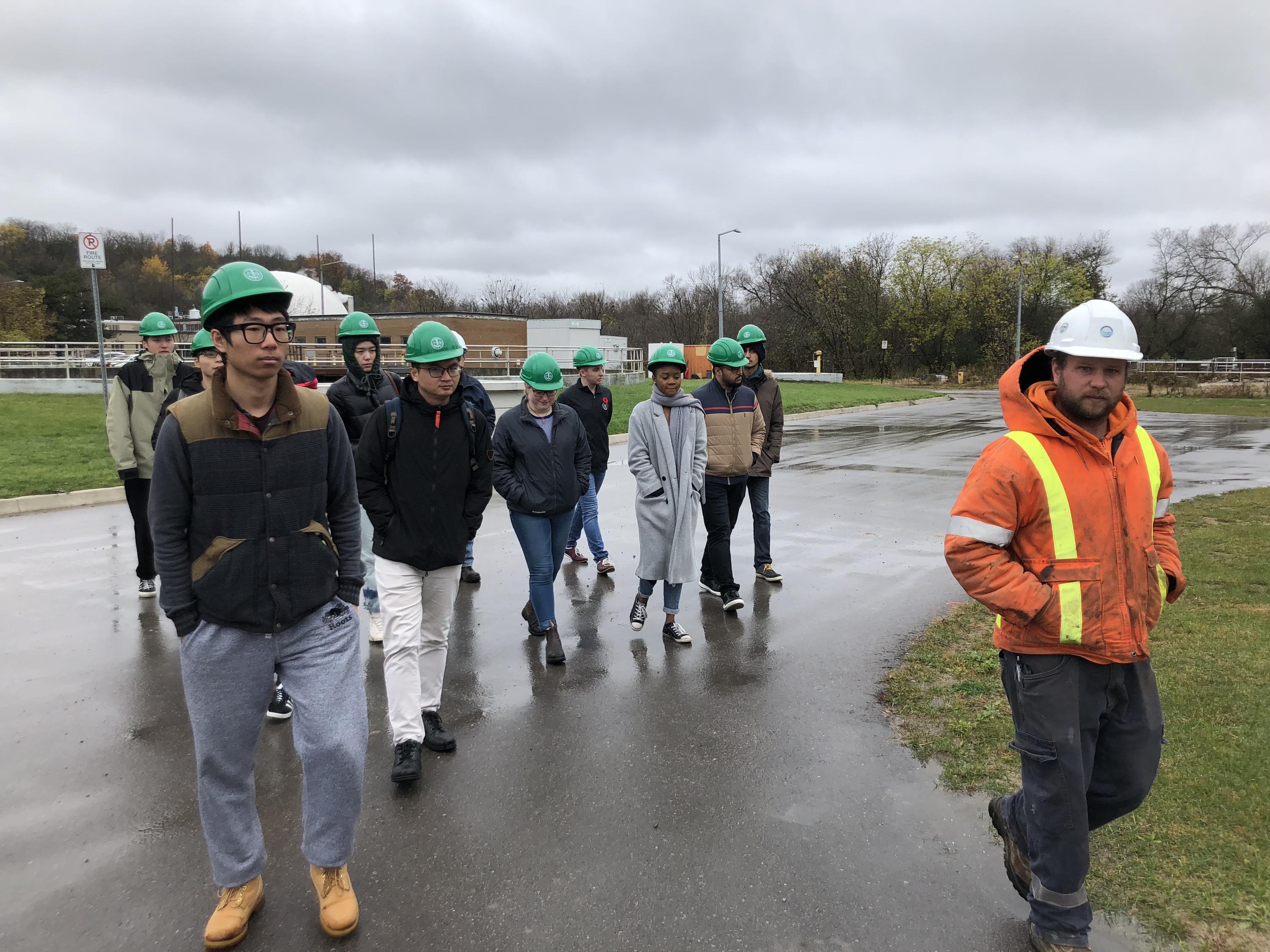 students at wastewater treatment plant