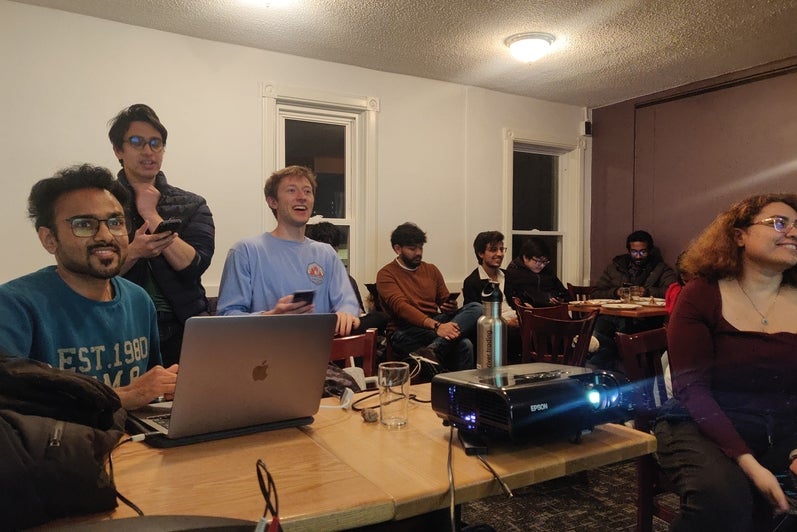 group of students playing kahoot