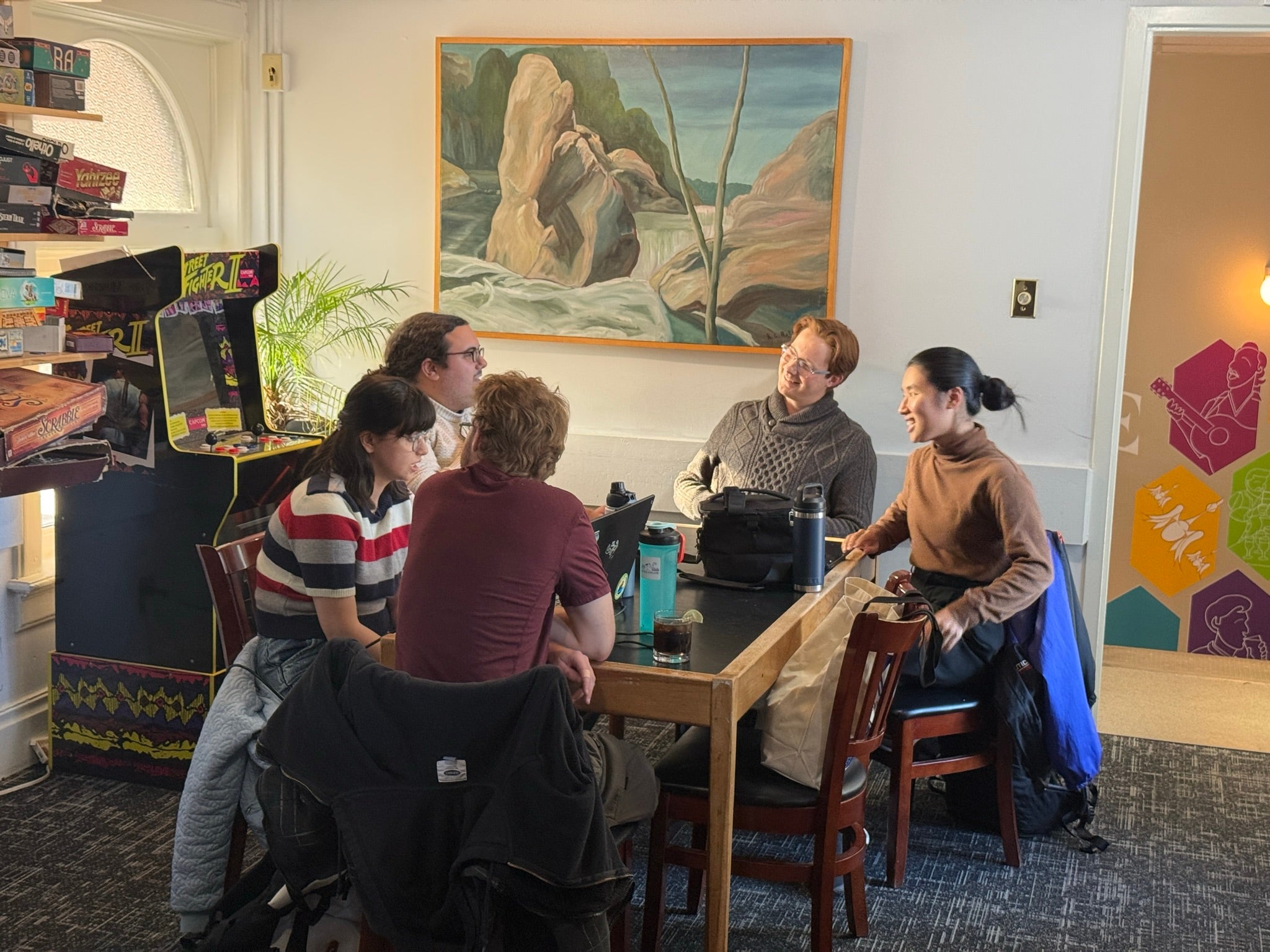 Attendees gather at the Halloween trivia night