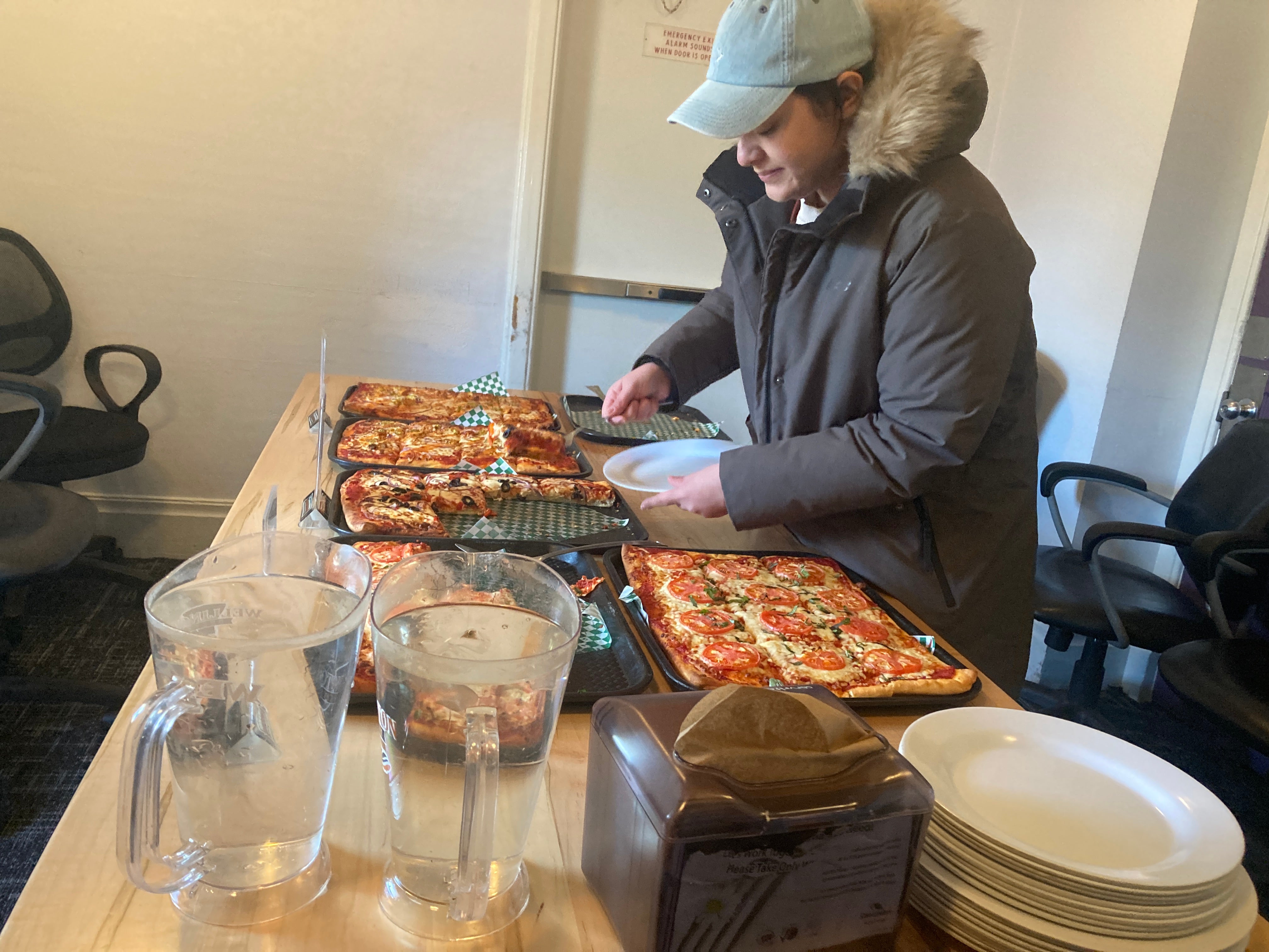 Students attending the water film night event