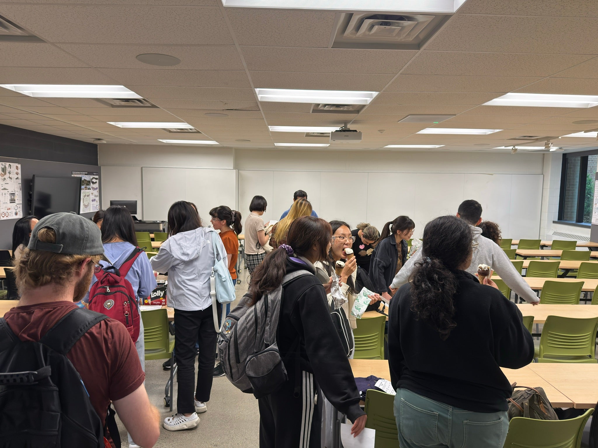 Students attending the ice cream networking event