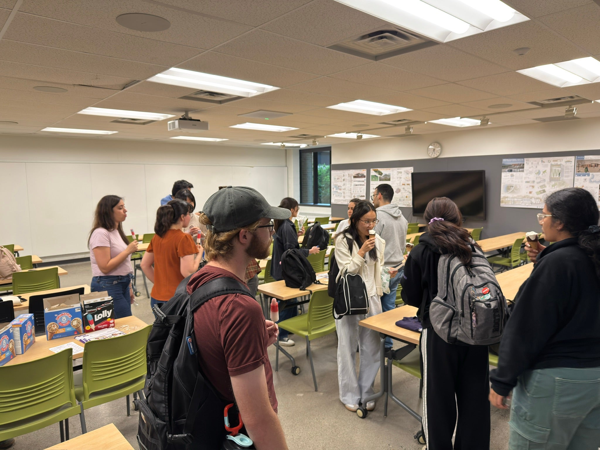 Students attending the ice cream networking event