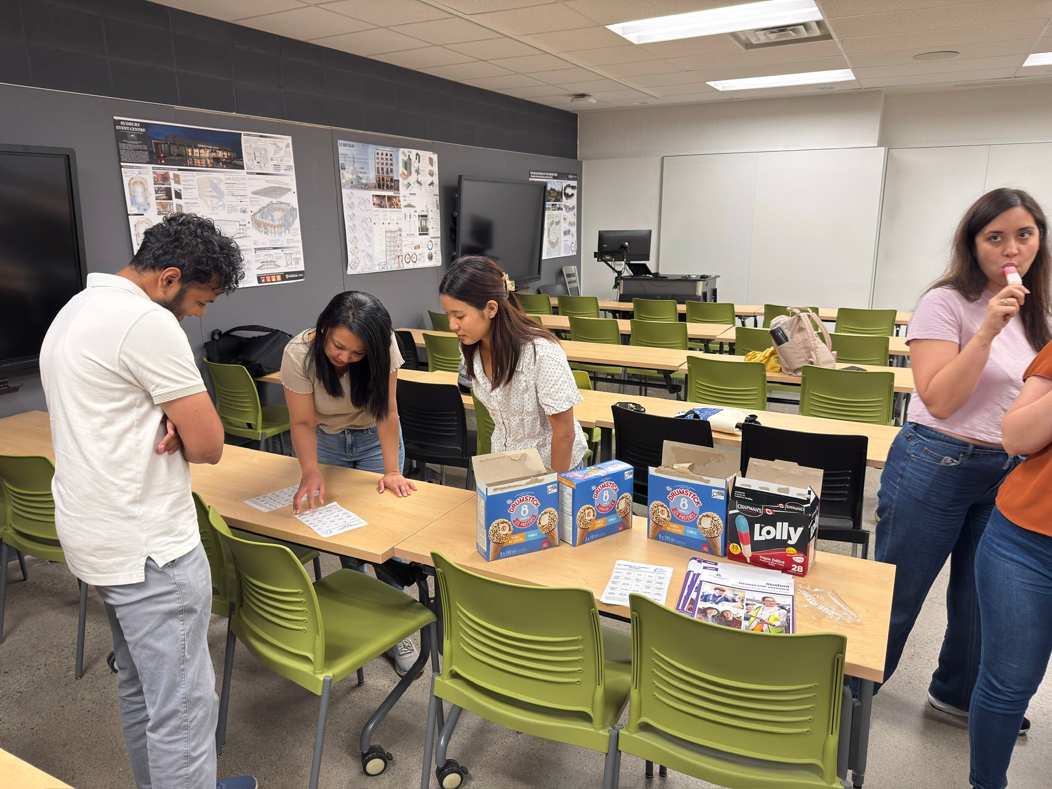 Students attending the ice cream networking event