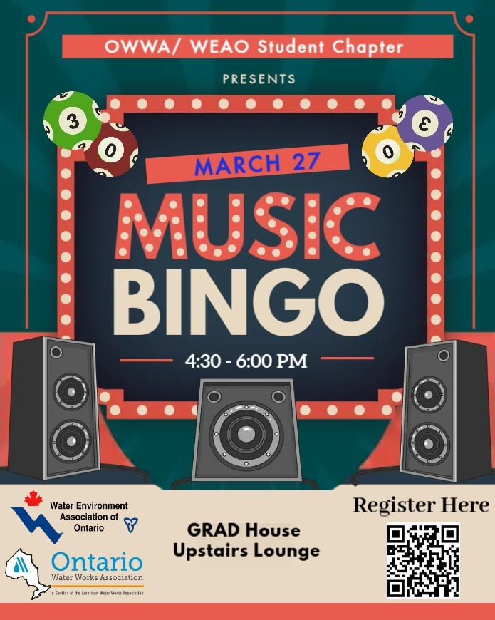 Poster with text saying musci bingo and information related to the event