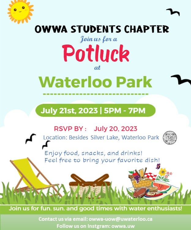 Poster detailing event details for the potluck