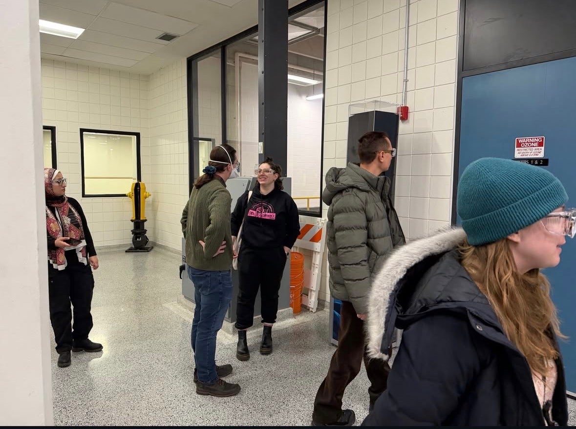 Attendees at the water treatment plant tour