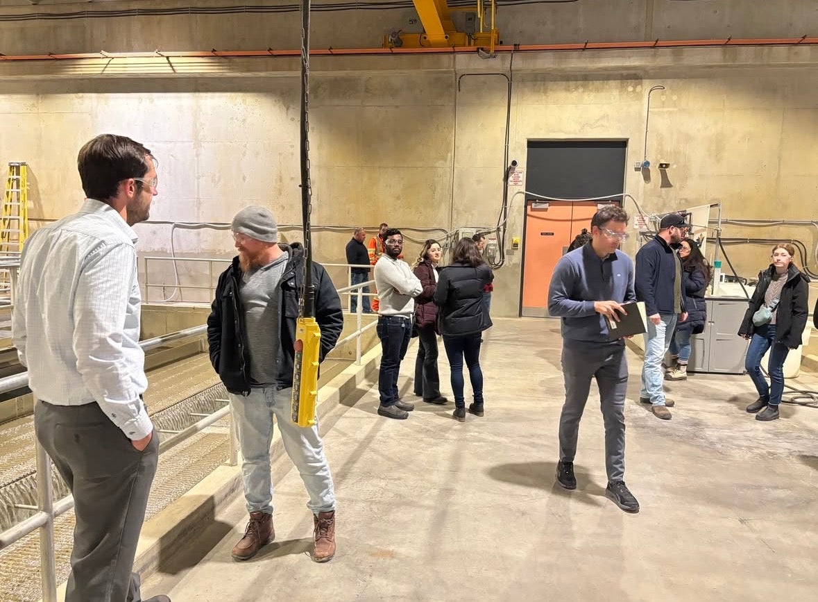 Attendees at the water treatment plant tour